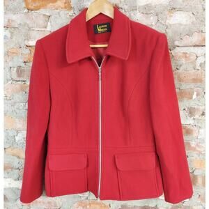 Lauren Meren Coat Womens Sz L Wool Bland Made In USA Red Warm M